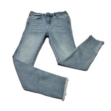 We The Free Women  s 27 Free People High Rise Skinny Frayed Stretch Blue Jeans