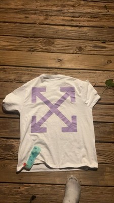 Off-White Men's White Graphic Print T-Shirt M Purple Arrow Art Designer Jersey