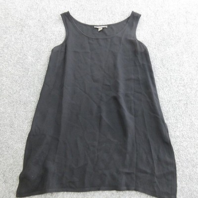 Harari Dress Womens S Black Silk Shift Tank Scoop Neck Knee Length Lined Casual