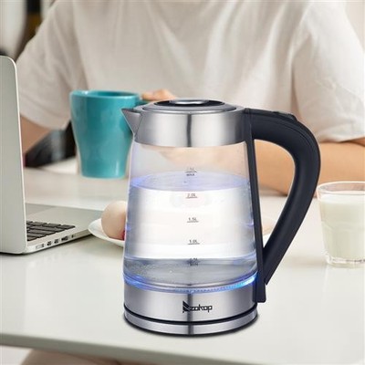 Zokop 2.5L 1100W Electric Glass Tea Hot Water Kettle Boiler Kitchen Pot