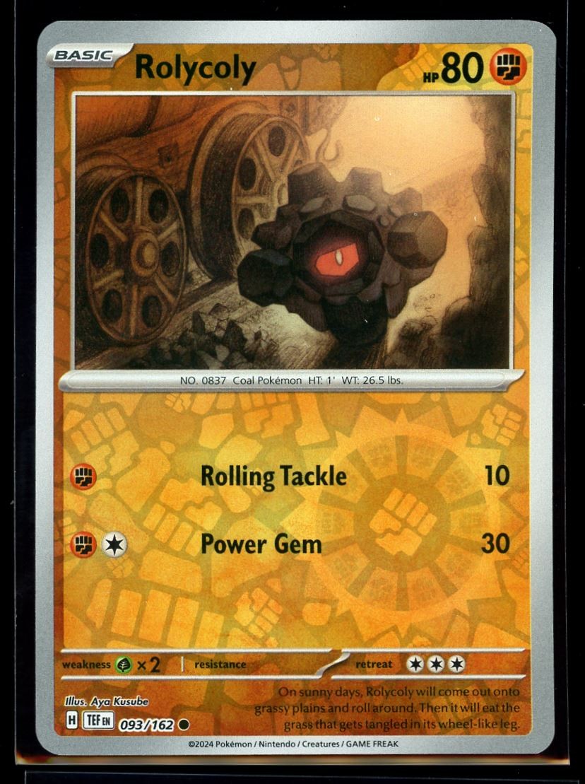 2024 Scarlet & Violet Series - Temporal Forces Rolycoly #93 Reverse Holo Pokemon