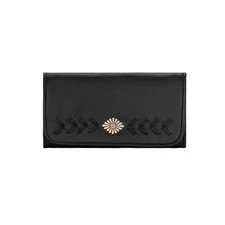 American West Womens Mohave Canyon Black Leather Trifold Wallet OS