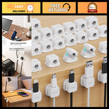 24 Pack Magnetic Cable Clip Organizer - Adhesive Cord Holder for USB Phone Cab