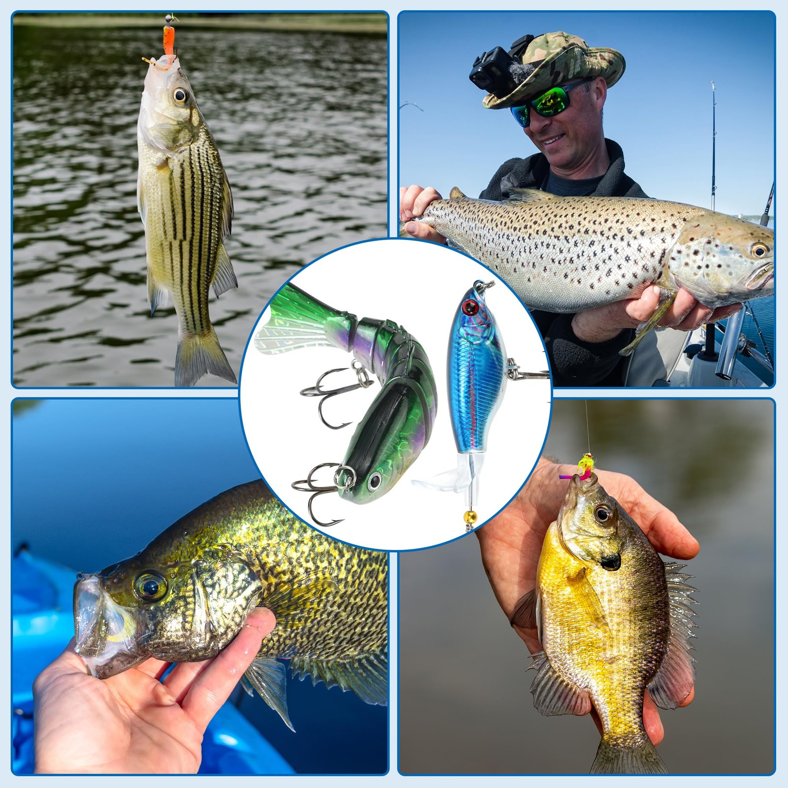 Fishing Lures Tackle Box Kit,Saltwater Freshwater Fishing Gear and Equipment,...