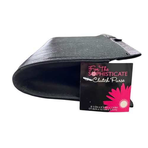 Set of 2 Evening Clutch Bags Black Satin Ribbon Bow Accent Trim New with Tags - Picture 4 of 7