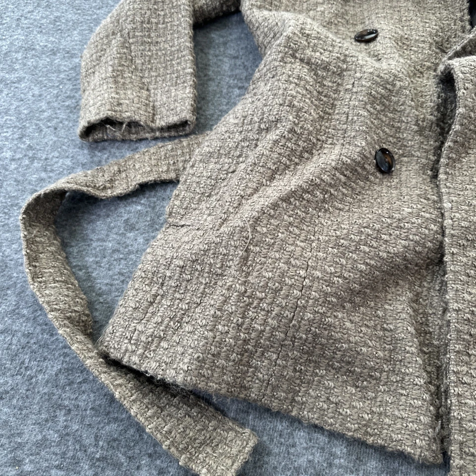 Calkin Klein Women Brown Wool/Acrylic Pea coat Belted Size 8 - Image 4 of 4