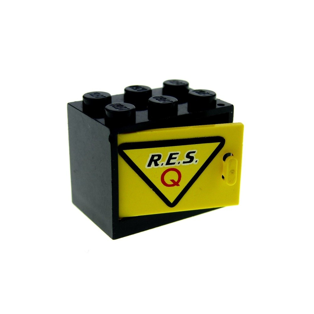 1x Lego Cabinet Housing 2x3x2 Black Door Box R.E.S. 4533pb002L 4532a