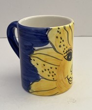 VTG Made In Italy Handpainted Cobalt Blue Celestial Sun Ceramic Coffee Mug SALE!