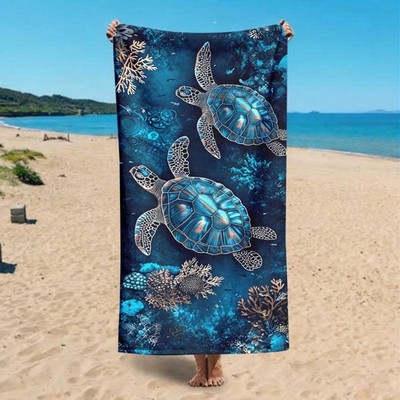 Ocean Sea Turtle Pattern Soft Beach Towel Unisex for Pool Yoga Surfing Camping 