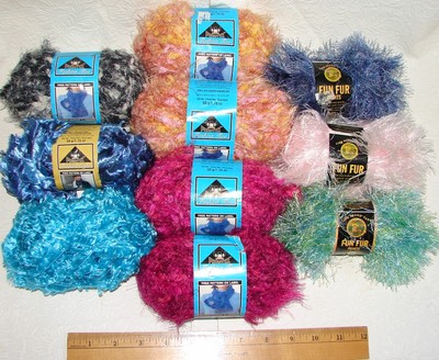 Yarn Lot of 10 Skeins: Phentex Fashion Two / Eight + Lion Brand Fun Fur