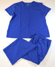Centerwell Unisex Royal Blue Medical Scrubs Top Pants Size 2XL w/ Pockets EUC