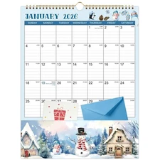 Elegant 2026 Wall Calendar - 11.4" x 14.5" with Pockets for Home & Office