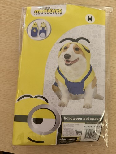 Minions The Rise of Gru Pet Costume Size Medium Yellow Halloween A3