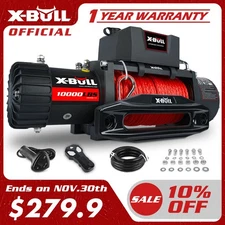 X-BULL 12v Electric Winch 10000LBS Synthetic Rope Towing Truck Off-Road 4WD SUV