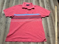 Nautica Polo Men's Size Large Red Blue Short Sleeve Stretch Casual