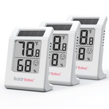 Humidity Thermometer Meters, Solar-Powered Indoor Temperature Sensor Humidity...