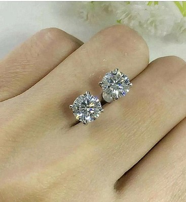 2 Ct Rundschliff VVS1 D Lab Diamond Ohrringe 14K Weißgold 7mm Schraubverschluss