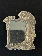Sterling Silver Photo Frame Mini 2-1/2”Picture Easel Aged Patina Art Nouveau 38g