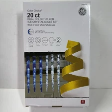 GE Color Choice Dual Color Cool White or Blue 20 Ct LED Christmas Icicle Lights