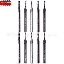 10Pcs 4 Flute 1/16" x 1/8" x 1/4" x 1-1/2" Solid Carbide End Mills AlTiN Coated