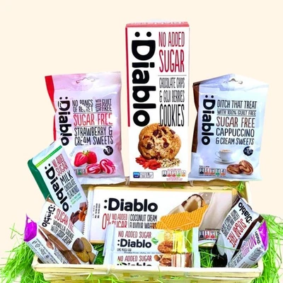 Diabetic Sugar Free Gift Hamper Box Diablo Sweets Cookies Bar Bars Snack Set