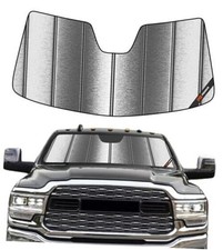 Windshield Sunshade for Ram 2019-2024 with 5 inch wide sensor Metallic Silver
