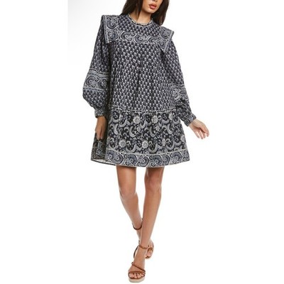 Sea New York Oversized Jasper Border Print Tunic Dress Navy & White Size XXS