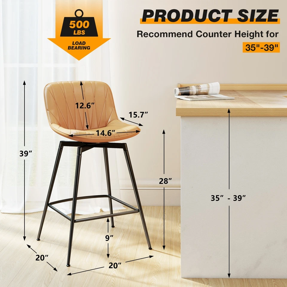 Kitchen Upholstered Bar Stools Set of 3 Swivel Counter Height Bar Chairs, 30" - Image 3 of 4