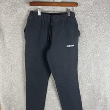 Adidas Sweatpants Mens Medium Black Fleece Joggers Elastic Waist Cuffed Logo