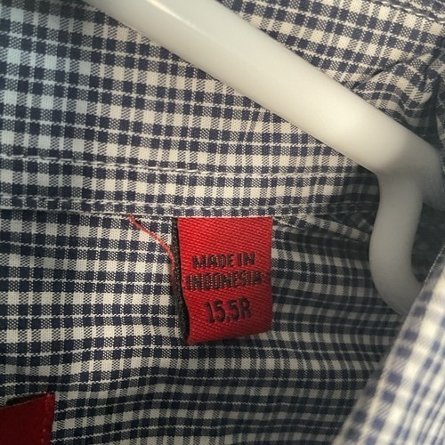 Camicia uomo John Varvatos slim fit blu a quadri con bottoni manica lunga taglia 15,5R - Foto 3 di 11