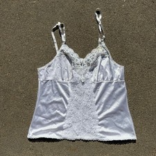 Vintage Ashley Taylor Ivory White Lace Scalloped Cami Slip Tank Top Nylon MEDIUM