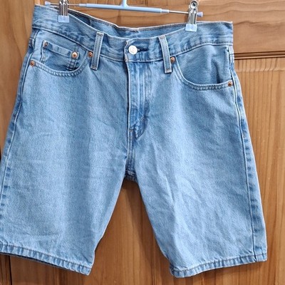 Levi's 405 Men's Light Wash Blue Denim Shorts Cotton Flat Front Button 5-Pocket