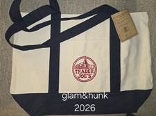 Trader Joe  s Bag Canvas Reusable Heavy Cotton Basic Style Shopping Navy Large