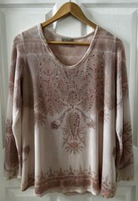 Vintage Y2K Vocal Women L Long Sleeve Shirt Cream Rhinestone Grunge Made In USA