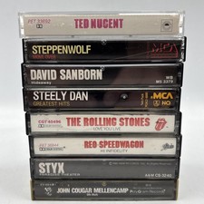 Lot Of 8 Vintage 80s Cassettes Tapes Styx Steely Dan Rolling Stones Nugent REO