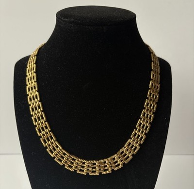 VTG Signed Napier Gold Tone Panther Link Collar Statement Necklace 18 Inch