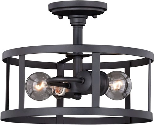 Vaxcel Lighting C0186 Akron 2 Light 12"W Semi-Flush Ceiling - Bronze - Picture 1 of 9