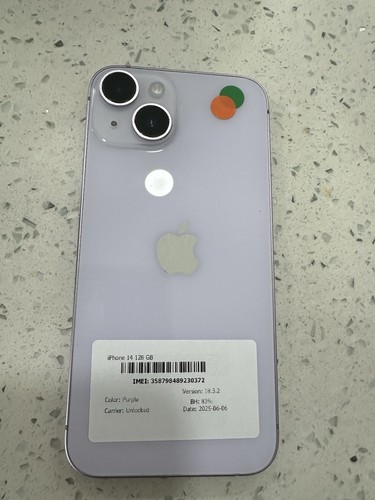 iphone 14 unlocked 128gb used (Purple) A2649 - Photo 2 sur 3