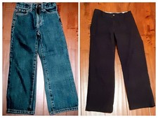Denim Blue Jeans Black Khakis Cotton Bundle Boys Size 7 School Play Pants Lot