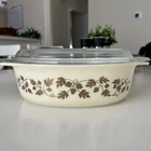 “Golden Acorn” Vintage PYREX #045 2.5 Qt Oval Casserole Dish w/ Glass Lid