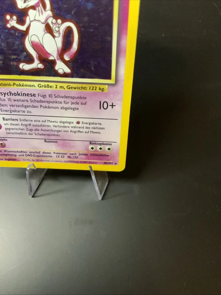 Mewtu (Mewtwo) Base Set 10/102 Holo Unlimited Holo Rare GERMAN - LP Pokémon TCG - Image 3 of 4