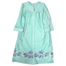 Womens Lightweight Fleece Soft Green Bathrobe House Coat Bath Robe