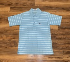 Vintage Izod Lacoste Polo Shirt Blue White Stripe M