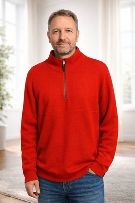 Ted Baker Herren rot Newport halber Reißverschluss Trichterausschnitt Pullover Größe 7