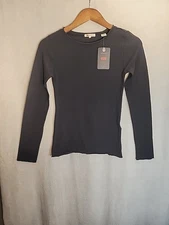 Levi's 100% Cotton Lightweight Long Sleeve Slub top Black Size XS New