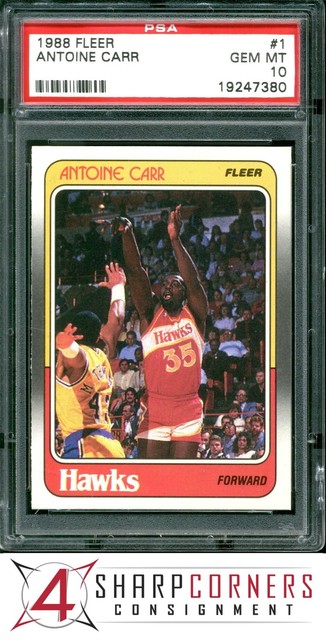 1988 Fleer #1 Antoine Carr RC Hawks PSA 10