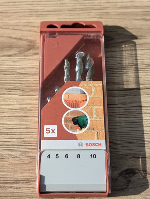 Bosch Beton-/Steinbohrer-Set (5-teilig) 4 5 6 8 10 mm Bits New Old Stock