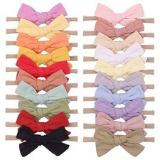 jollybows 20pcs Baby Girls Cotton Hair Bows Headbands Nylon Hair Bands Elastic H