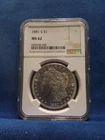 1881-S Morgan Silver Dollar NGC- MS62,#6599285-003