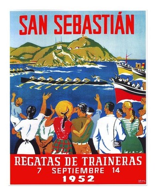 Vintage San Sebasti�n Ruder-Event Wandkunst Nautische Szene Wanddekora